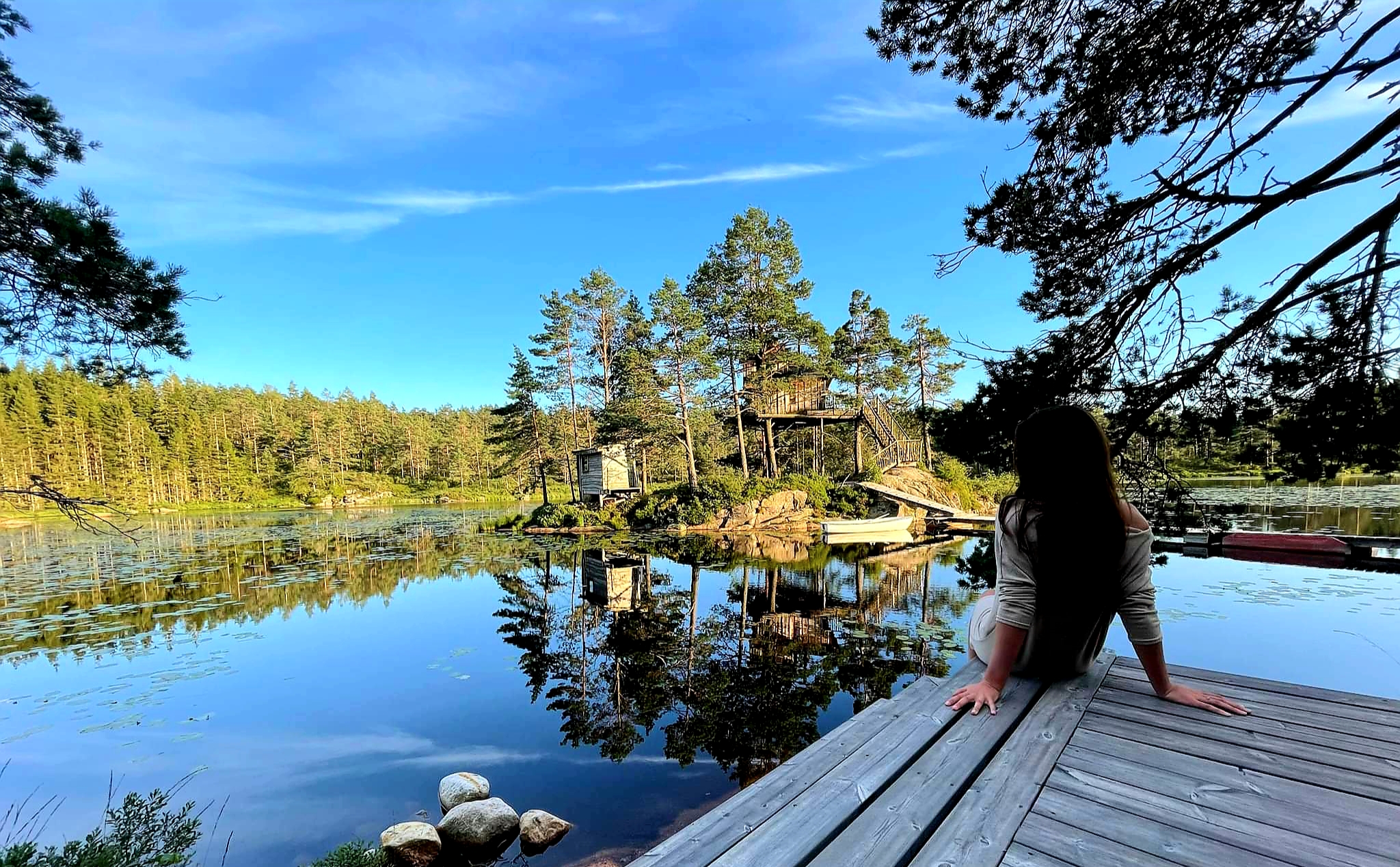 utsikten fra brygga ved saunaen
